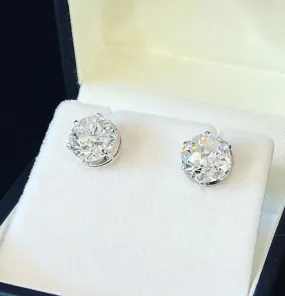 1920s 4.20ct Old European Cut Diamond Stud Earrings