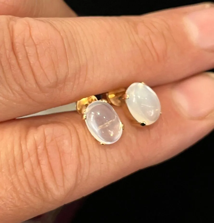 1920s Moonstone 9ct Rose Gold Stud Earrings