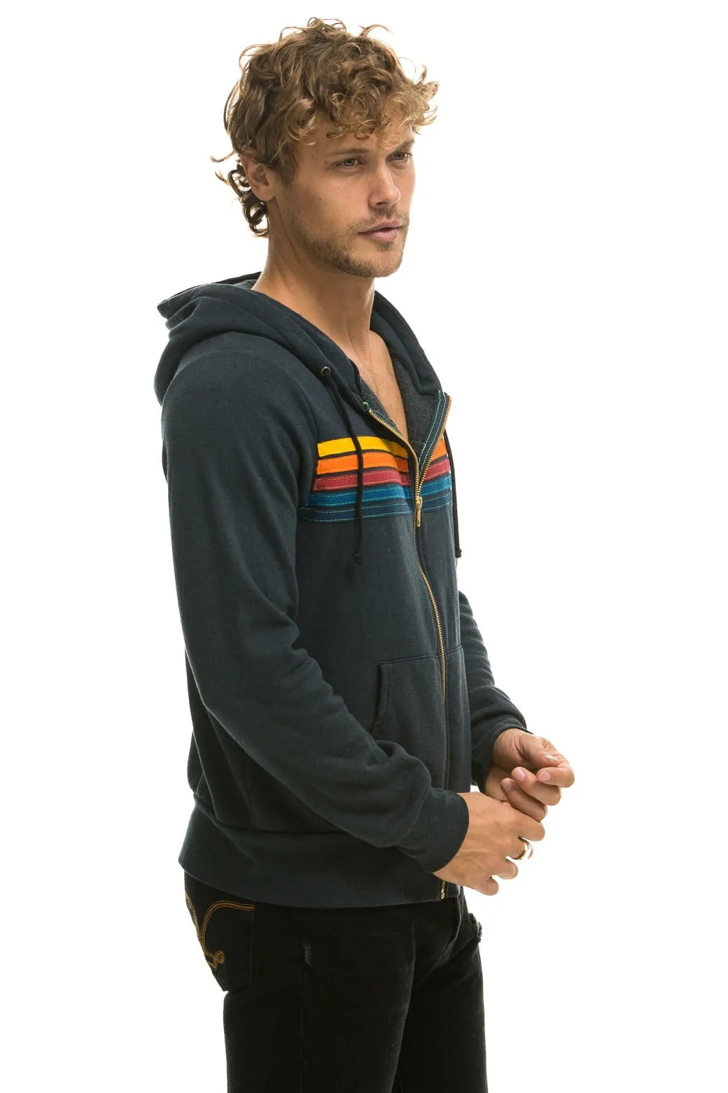 5 STRIPE HOODIE - CHARCOAL