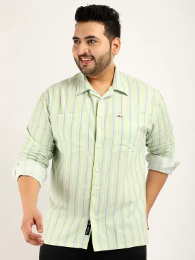 Allesia Sea Green Plus Size Stripe Shirt