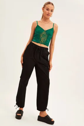 Black Cargo Pants Relaxed Wide Leg