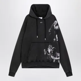 BLACK SWEATSHIRT WITH BLURRED MARY MOTIF