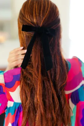 Black Velvet Clip-On Double Bow