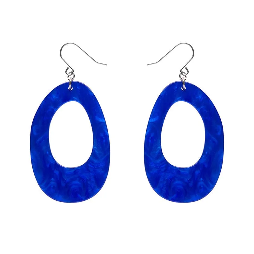 Bold Hoop Ripple Drop Earrings - Navy Blue