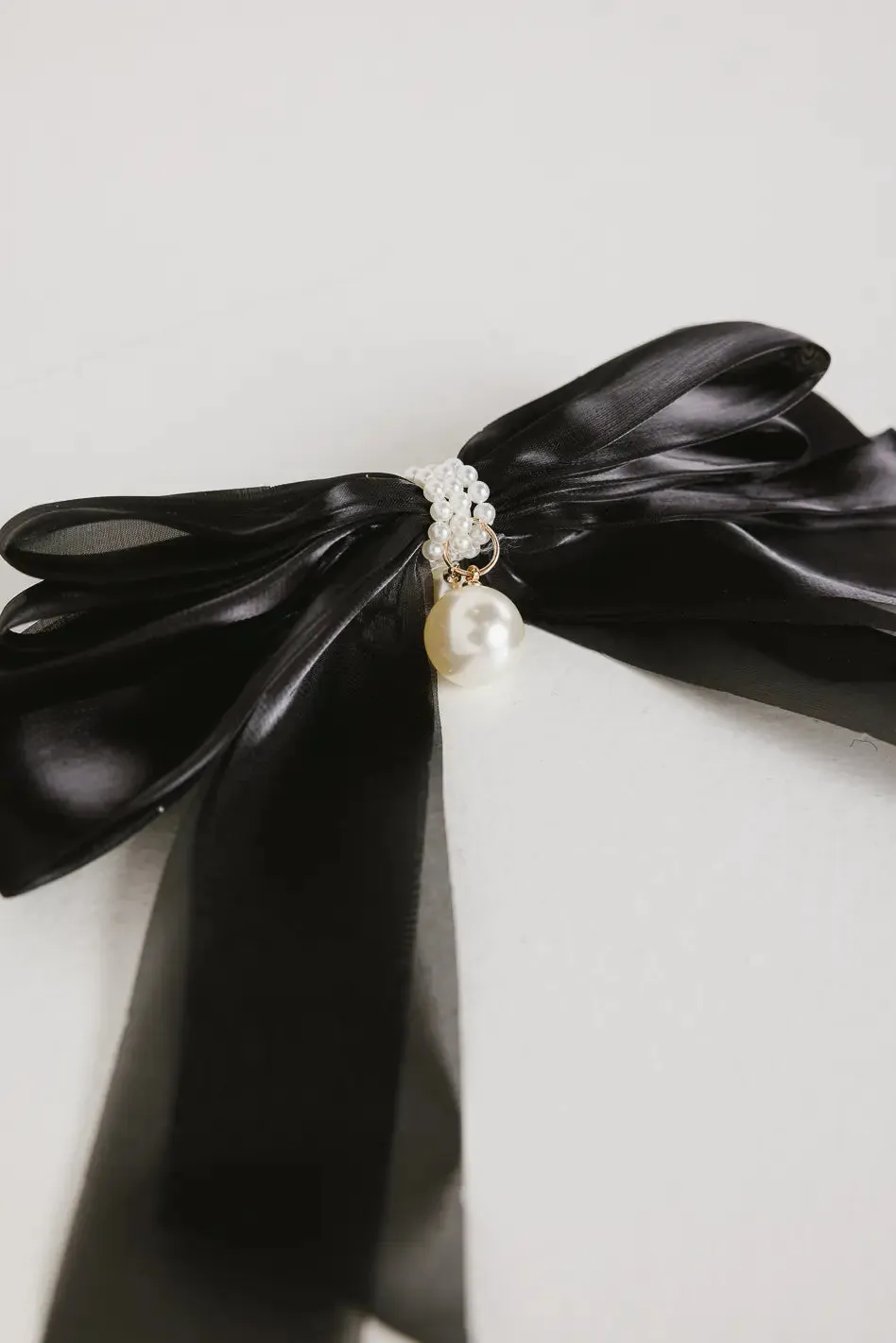 Chiffon Bow Hair Clip in Black