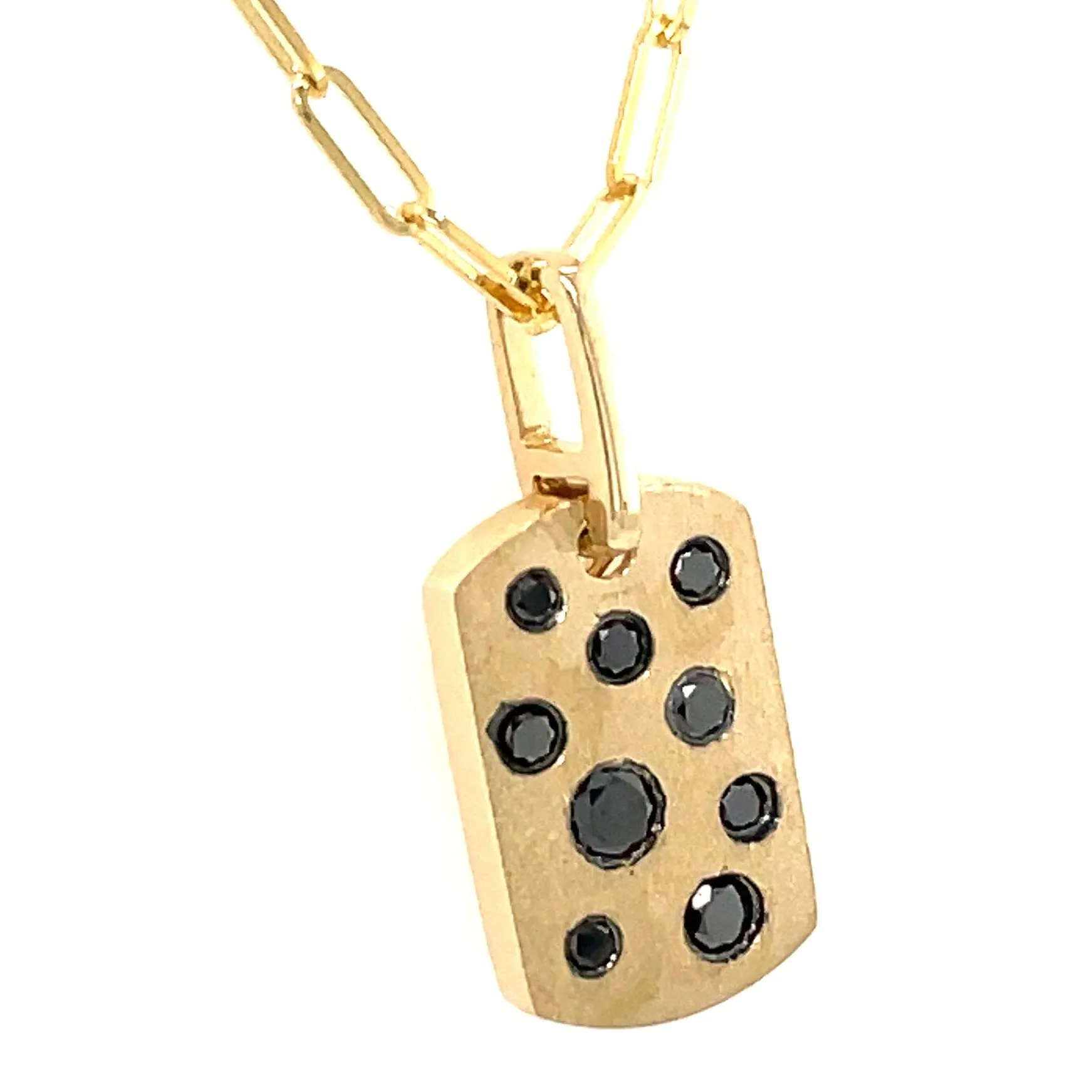 DILAMANI  - Black Diamond Dog Tag Paperclip Necklace