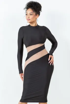 Dress With Mesh Contrast