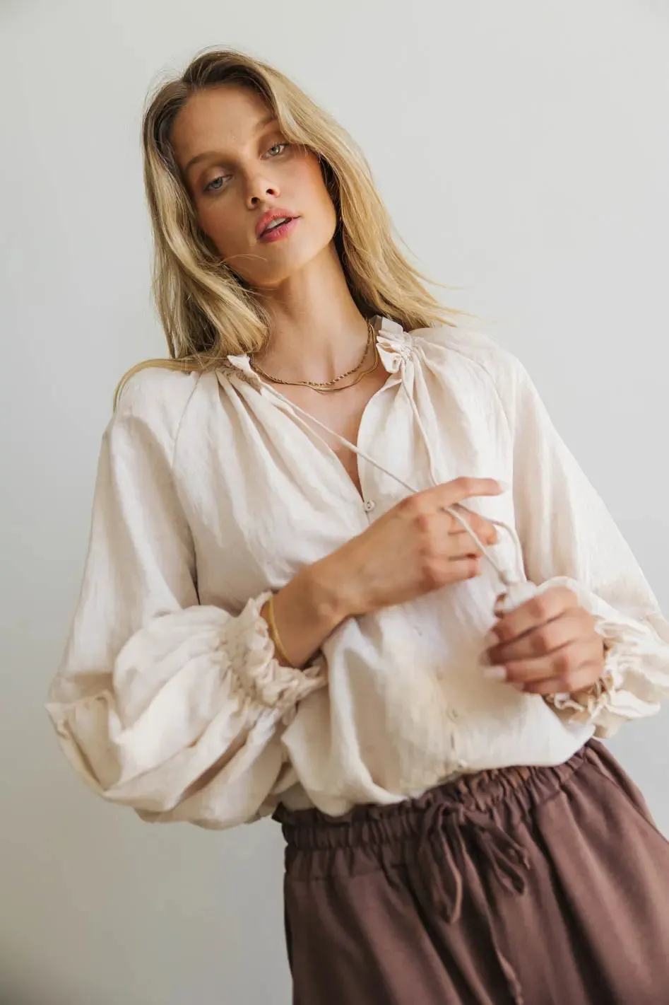 Elowen Button Up Blouse in Cream