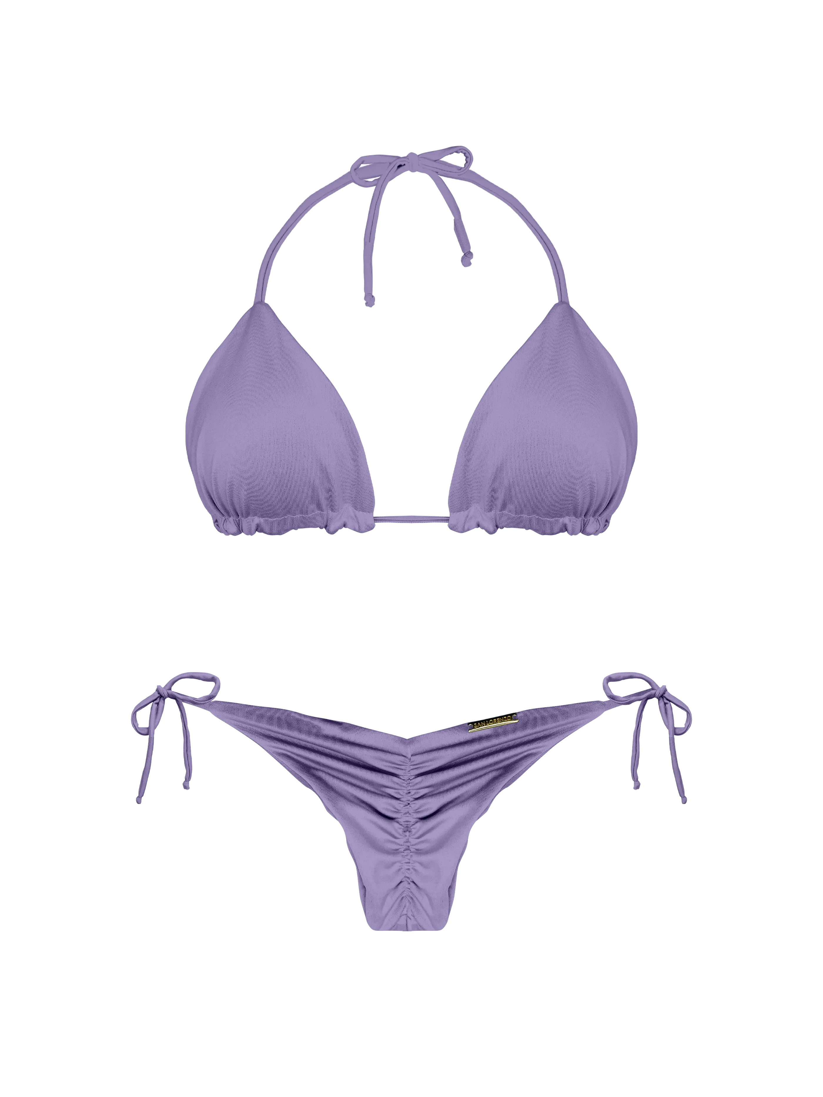 Essential Solids Gray Violet Rounded Triangle Bikini Top