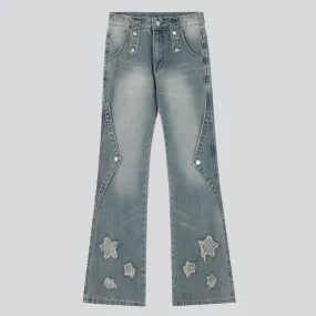 Frayed Stars Patch Jeans