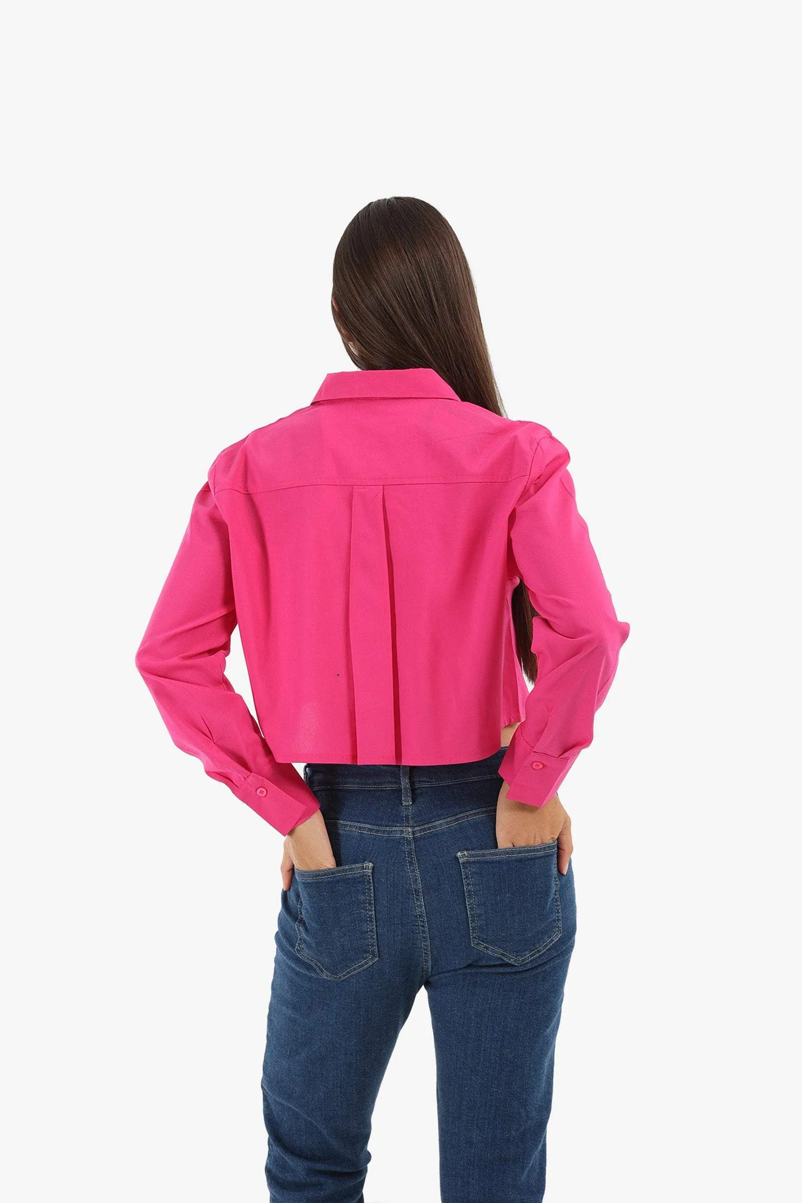 Fuchsia Casual Cropped Shirt