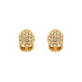 Gold & Crystal Stud Clip Earrings