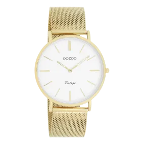 Gold coloured OOZOO watch with gold coloured metal mesh bracelet - C9909