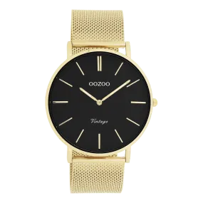 Gold coloured OOZOO watch with gold coloured metal mesh bracelet - C9912