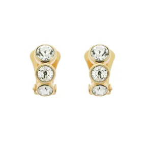 Gold Trio Crystal Clip Earrings