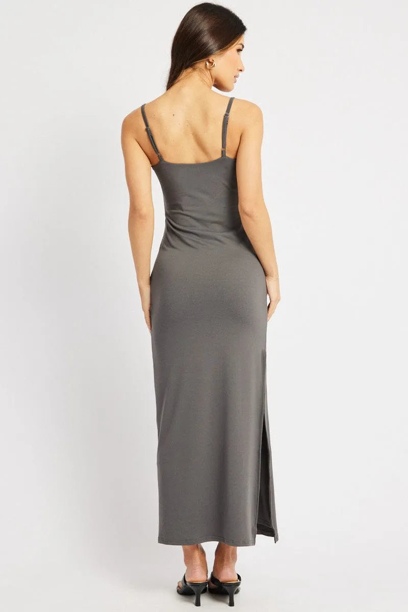 Grey Bodycon Dress Maxi Supersoft