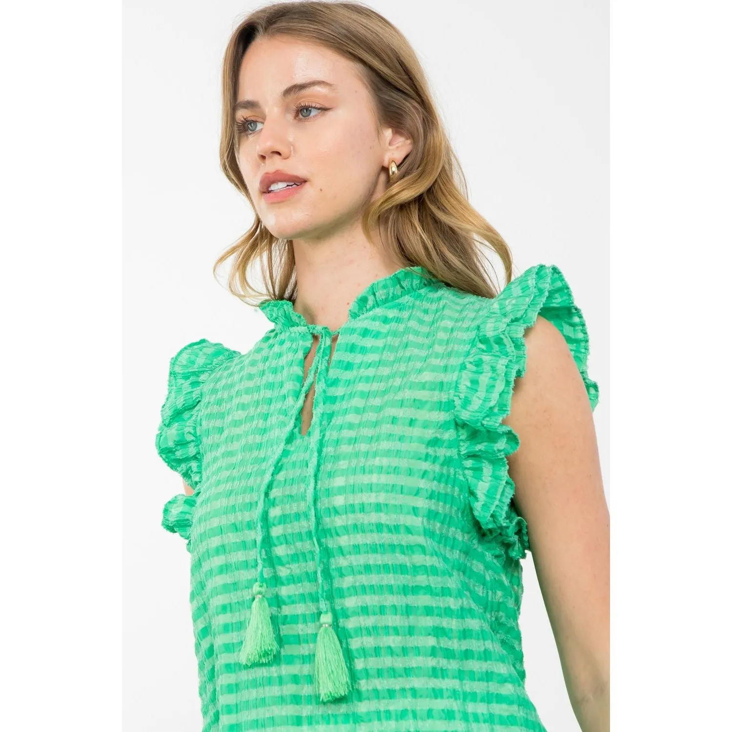 Joanne Tassel Tie Textured THML Top- SALE