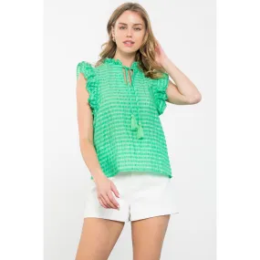 Joanne Tassel Tie Textured THML Top- SALE