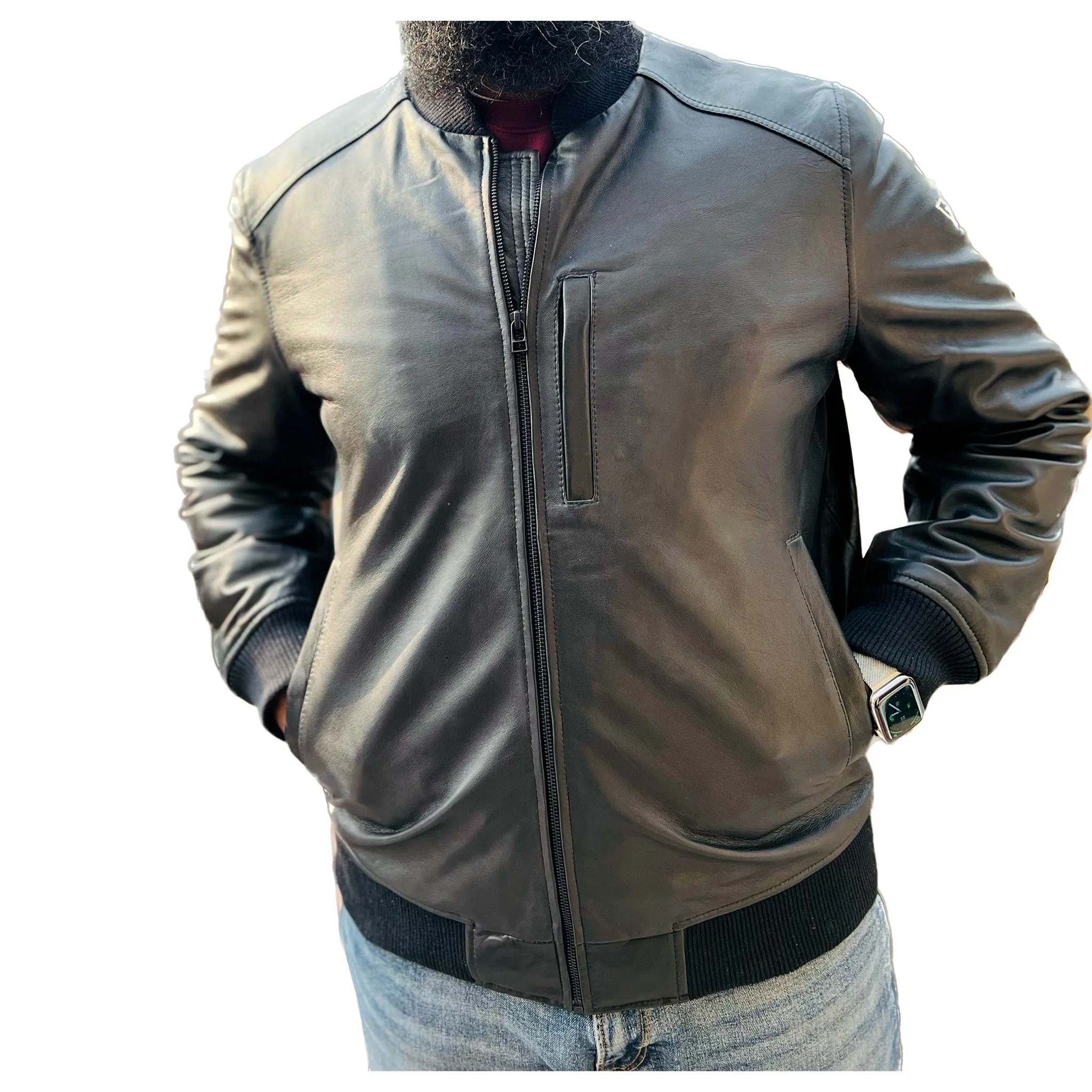 Lambskin Leather Bomber Jacket 5M