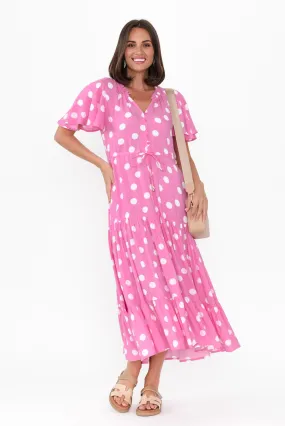 Lishka Pink Spot Tie Dress