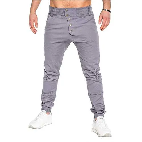 Men's Fashion Button Stitching Trousers