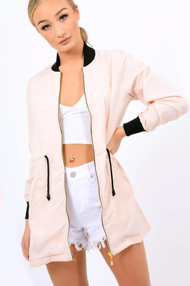 Nude Bomber Style Long Jacket - Brea