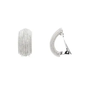 Platinum Textured Clip Earrings