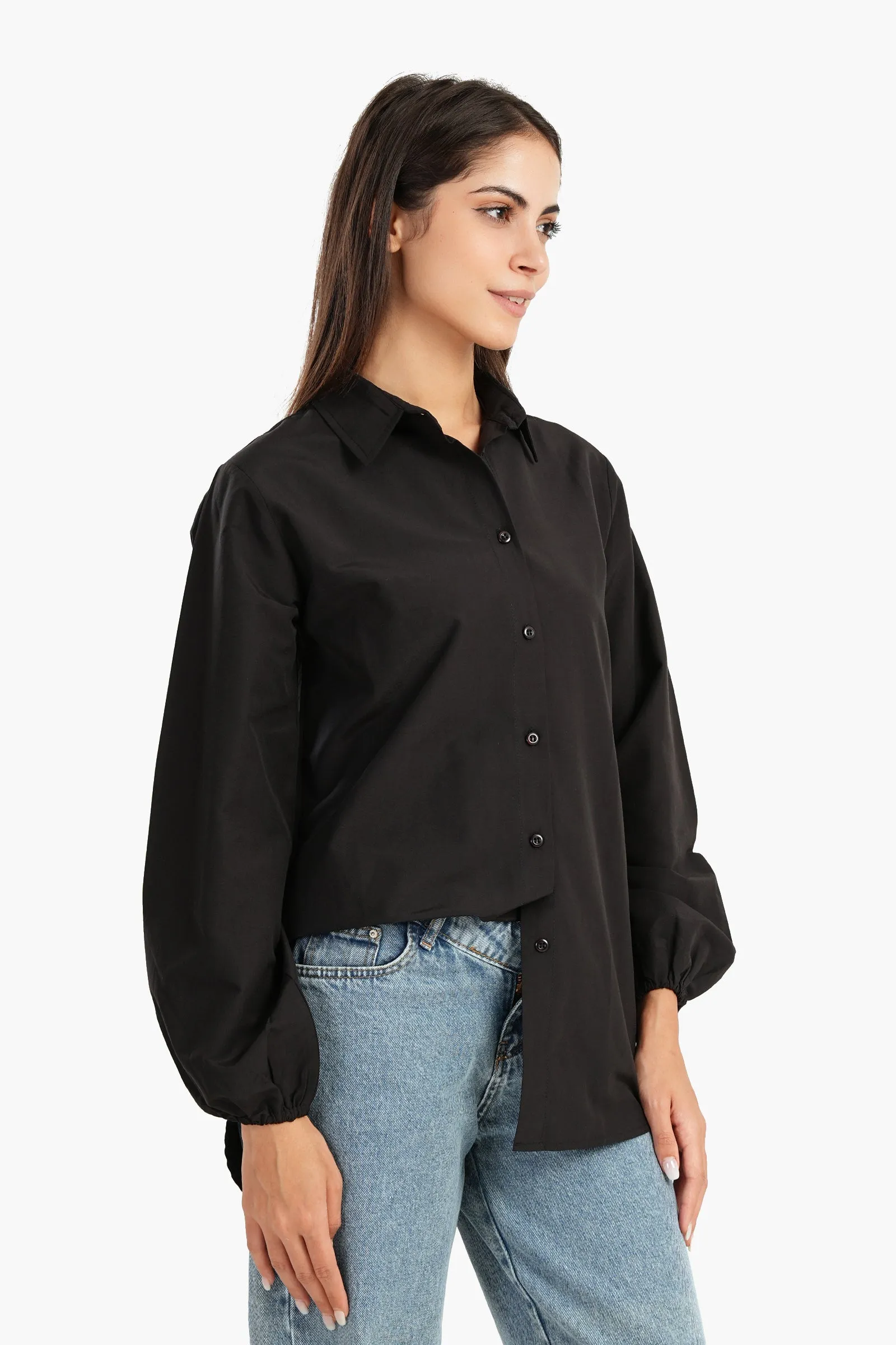 Poplin Shirt with Elastic Cuffs