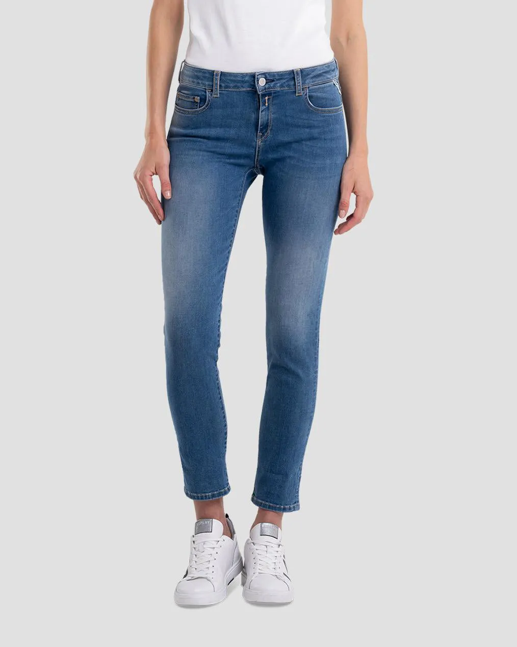 Replay Womens Faaby Slim Fit Jeans - Medium Blue