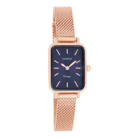 Rose gold coloured OOZOO watch with rose gold coloured metal mesh bracelet - C10976