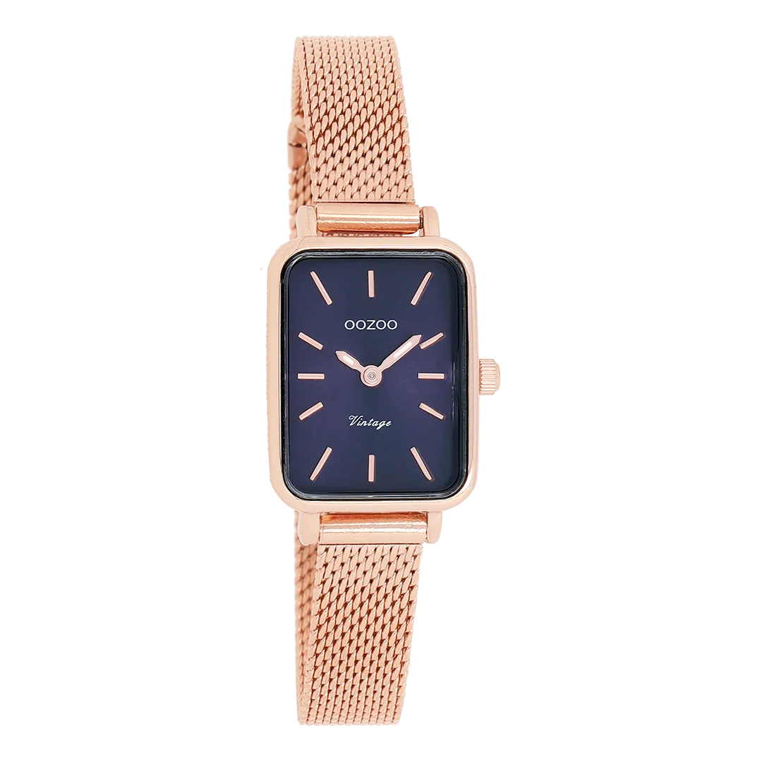 Rose gold coloured OOZOO watch with rose gold coloured metal mesh bracelet - C10976