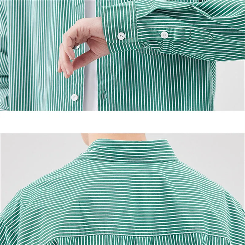 Spring Stripe Lapel Button Up Shirt