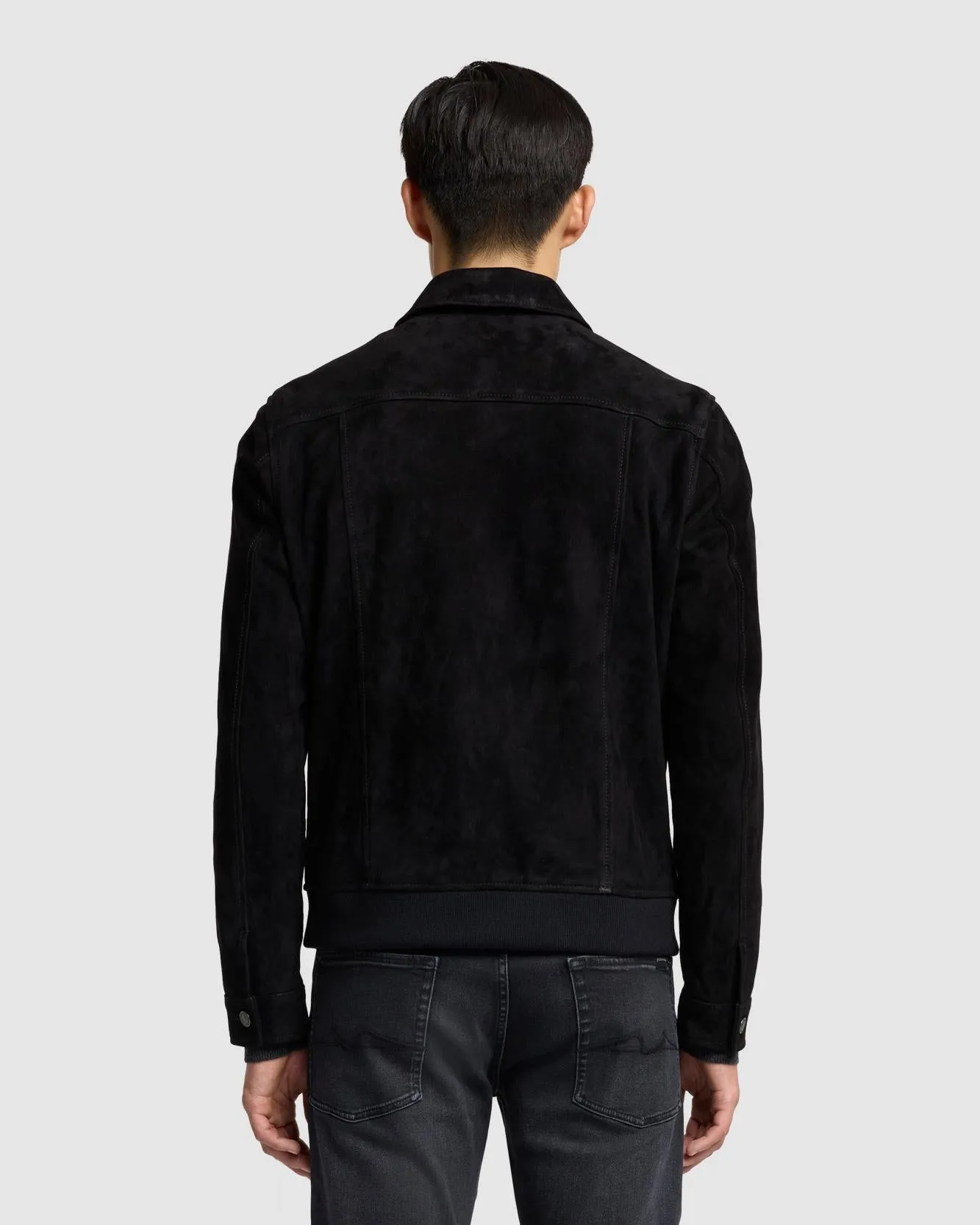 Suede Bomber Jacket in Black