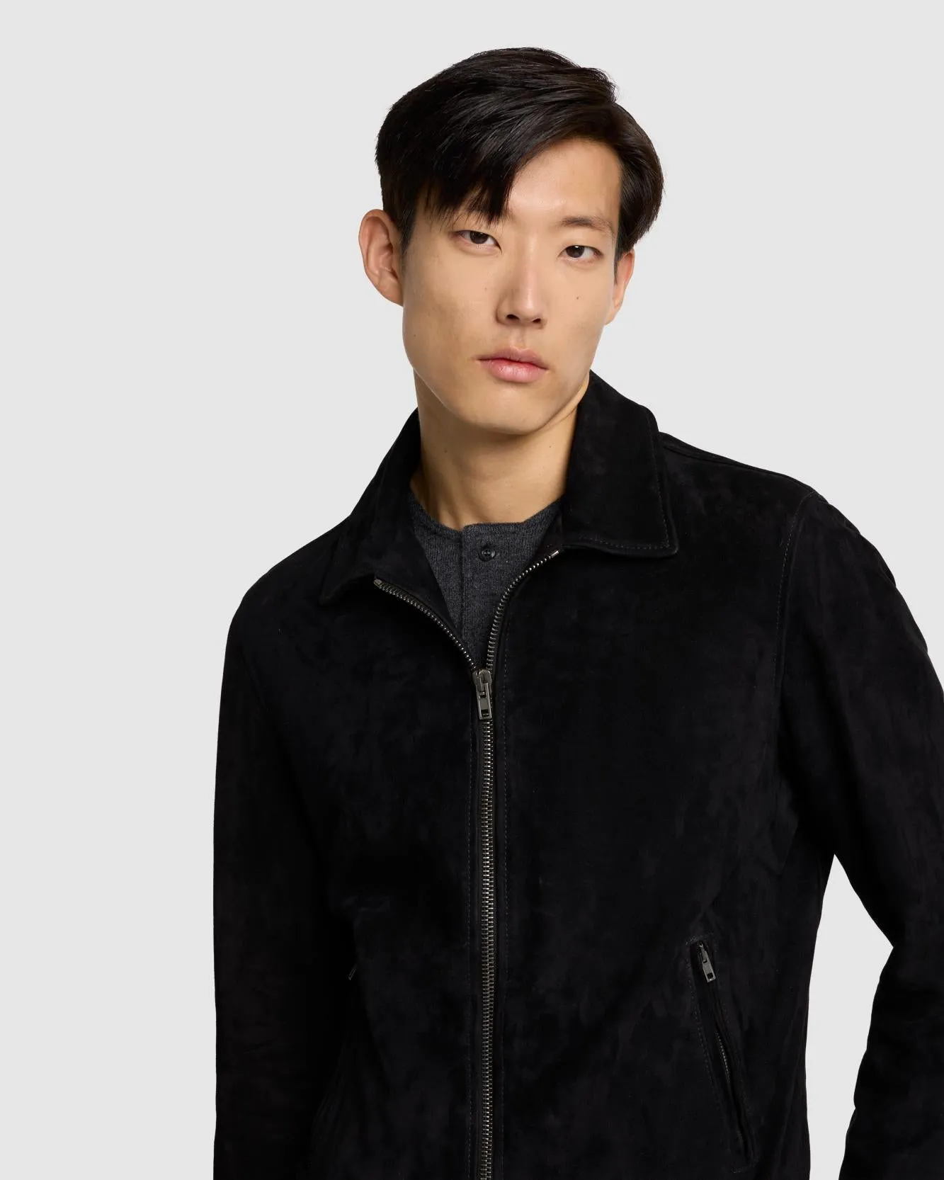 Suede Bomber Jacket in Black