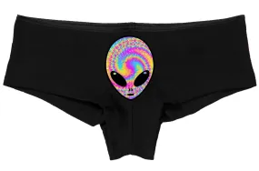 TIE DYE ALIEN for raves festivals peace high 420 dope marijuana leaf pot weed boy short panty panties new boyshort sexy ass tray roll on it