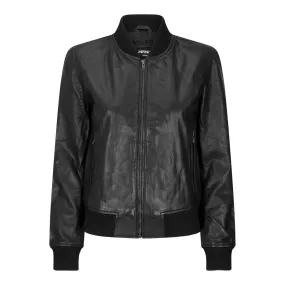 Womens Genuine Leather Bomber Jacket Real Leather Casual Varsity Vintage Casual